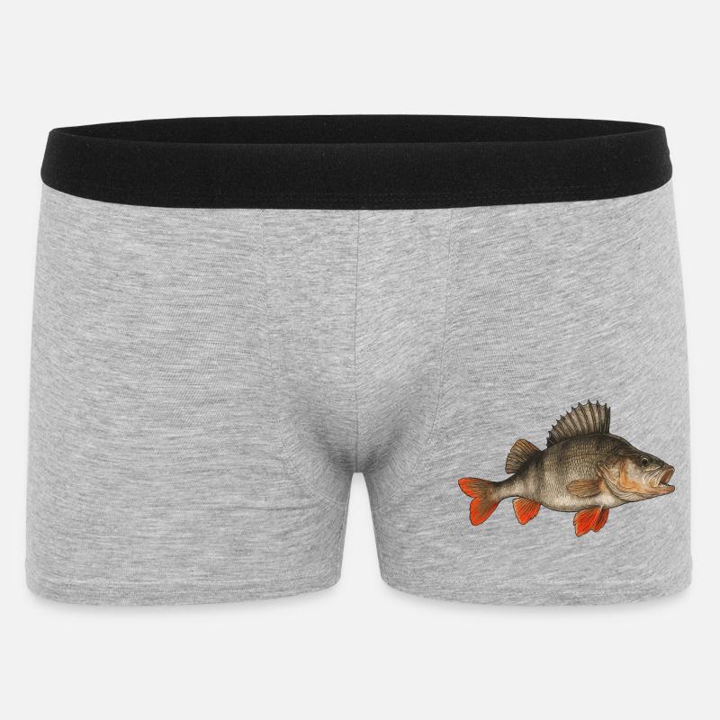 Barsch Flussbarsch Barschangeln Barsche Barsch - Männer Boxer Shorts - Grau meliert