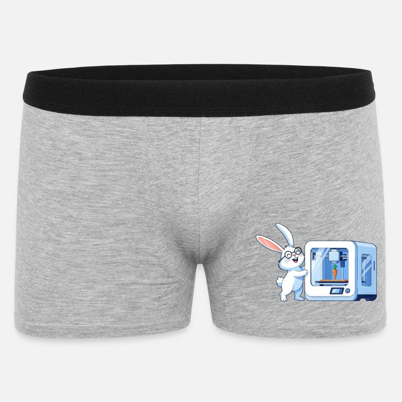 Lustiges Kaninchen Nerd Programmierer 3D Drucker - Männer Boxer Shorts - Grau meliert