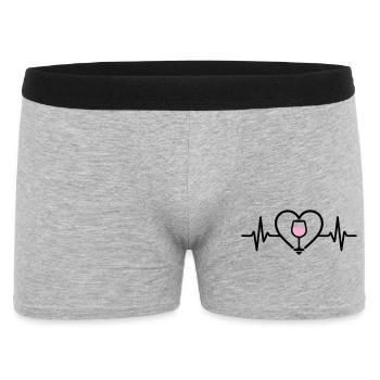 Vin Vin Verre Coeur Vin Rosé - Boxer Homme - gris chiné - Devant