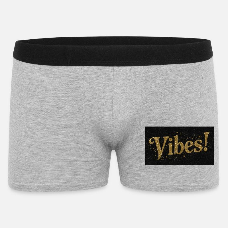 Vibes Glitzer Gold auf Schwarz - Männer Boxer Shorts - Grau meliert