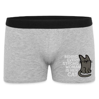 Cat Behind Every Strong Woman Annoyed Grumpy - Men's Boxer Shorts - heather grey - Front