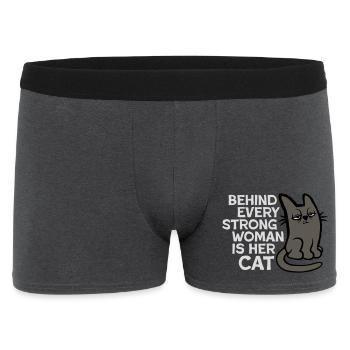 Cat Behind Every Strong Woman Annoyed Grumpy - Men's Boxer Shorts - charcoal grey - Front