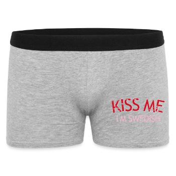 Kiss Me I'm Swedish Slogan Art - Men's Boxer Shorts - heather grey - Front