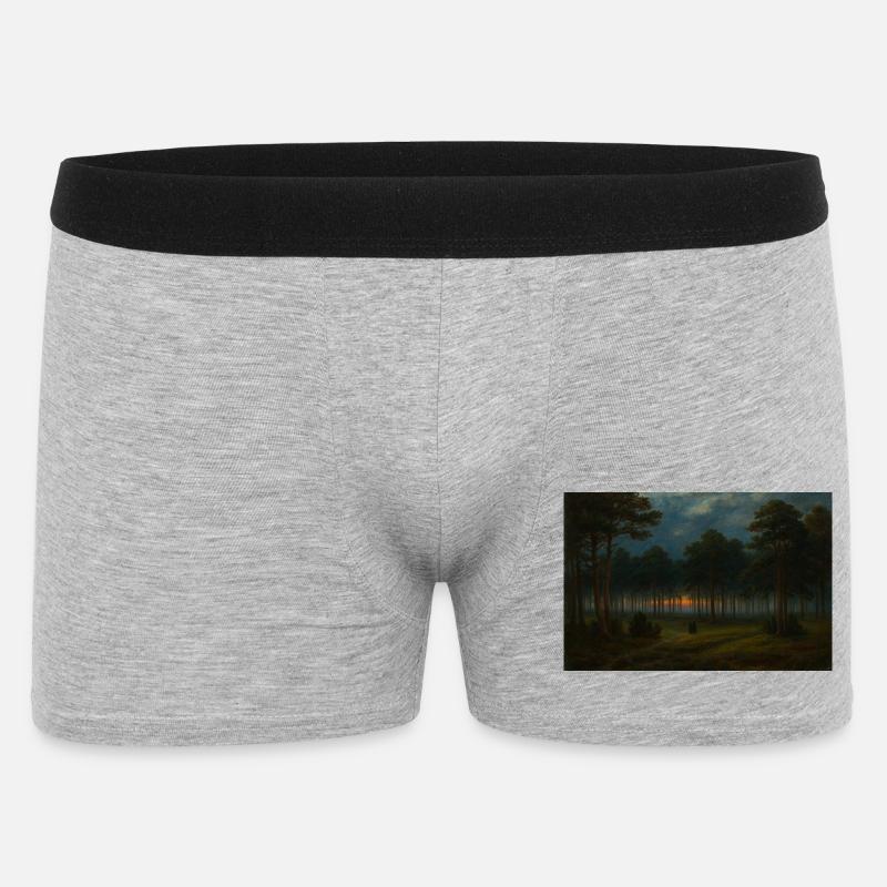 Abenddämmerung im dunklen Wald - Männer Boxer Shorts - Grau meliert