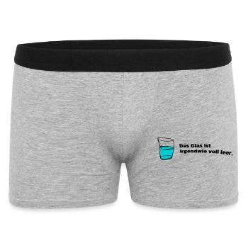 Glas voll leer - Männer Boxer Shorts - Grau meliert - Vorne