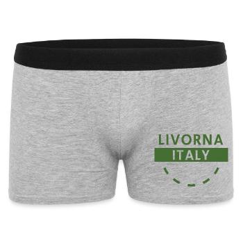 Livourne, Italie, Logo vert - Boxer Homme - gris chiné - Devant