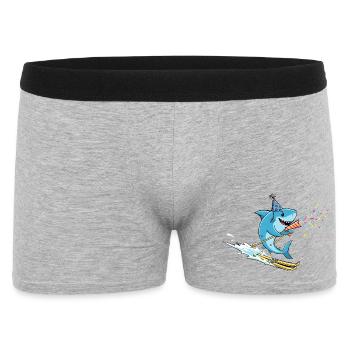 Party shark water skiing with trumpet and confetti - Men's Boxer Shorts - heather grey - Front