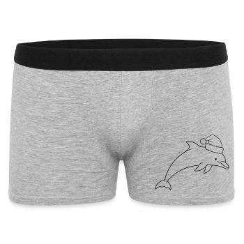 Dauphin de Noël avec un bonnet de Père Noël - Boxer Homme - gris chiné - Devant