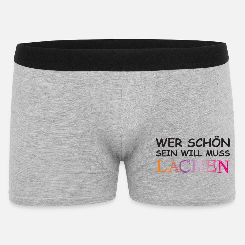 Wer schön sein will, muss lachen. - Männer Boxer Shorts - Grau meliert