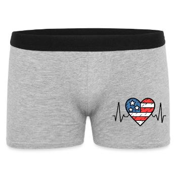 États-Unis Heartbeat Line Drapeau américain Love Design - Boxer Homme - gris chiné - Devant