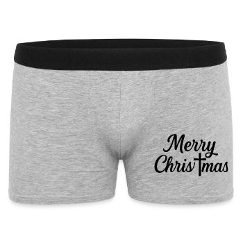 Lustiges Weihnachts T-Shirt Geschenk - Männer Boxer Shorts - Grau meliert - Vorne