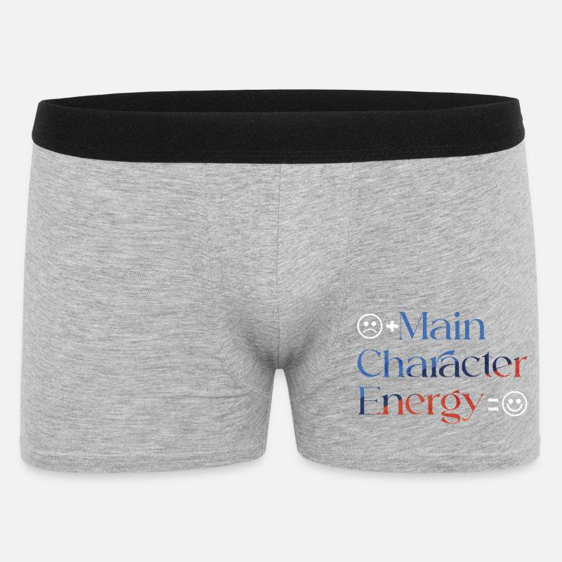 Main Character Energy bunt smilie - Männer Boxer Shorts - Grau meliert