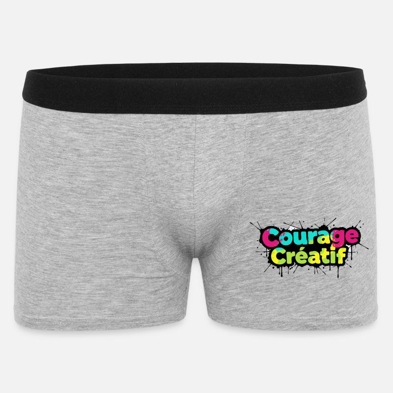 Courage Créatif Bunte Typografie - Männer Boxer Shorts - Grau meliert