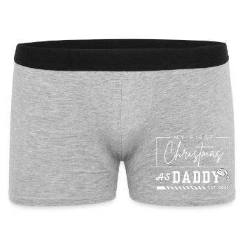 Mein Erstes Weihnachten Als Daddy 2025 – Geschenk - Männer Boxer Shorts - Grau meliert - Vorne