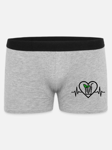 Mojito Heart Cocktail Mint Glass Summer - Men's Boxer Shorts - heather grey