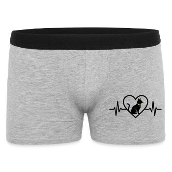 Chat Coeur Silhouette Mignon Cadeau d’Amoureux des Animaux - Boxer Homme - gris chiné - Devant