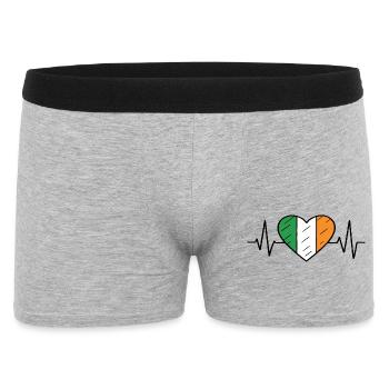 Ireland Flag Heartbeat Line Irish Pride Design - Men's Boxer Shorts - heather grey - Front