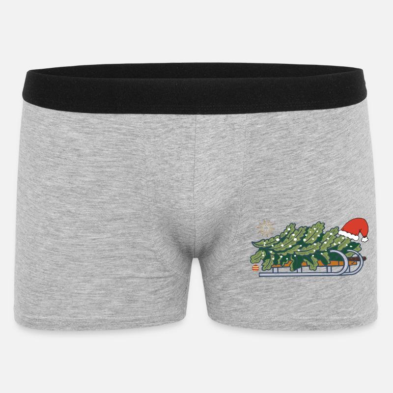 Weihnachtsbaum auf einem Schlitten - Männer Boxer Shorts - Grau meliert