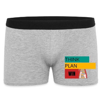 RÉFLÉCHIR · PLAN · WIN – T-shirt motivant - Boxer Homme - gris chiné - Devant