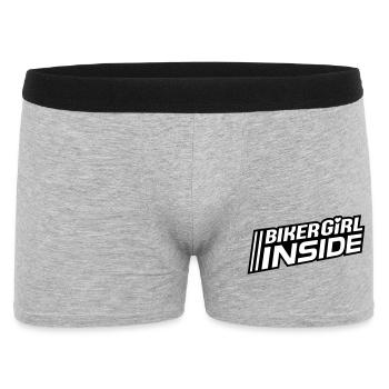 Biker Girl inside Schriftzug (Farben änderbar) - Männer Boxer Shorts - Grau meliert - Vorne