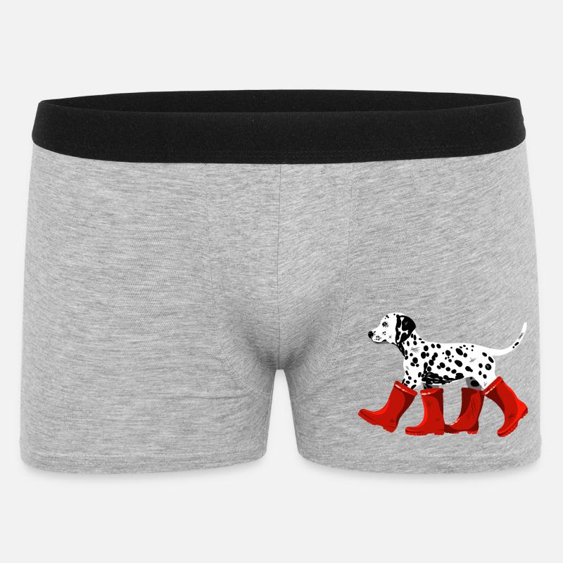 Dalmatiner mit roten Stiefeln - Männer Boxer Shorts - Grau meliert