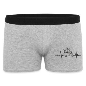 Phonographe Vintage Musique Rétro Rythme Cœur - Boxer Homme - gris chiné - Devant