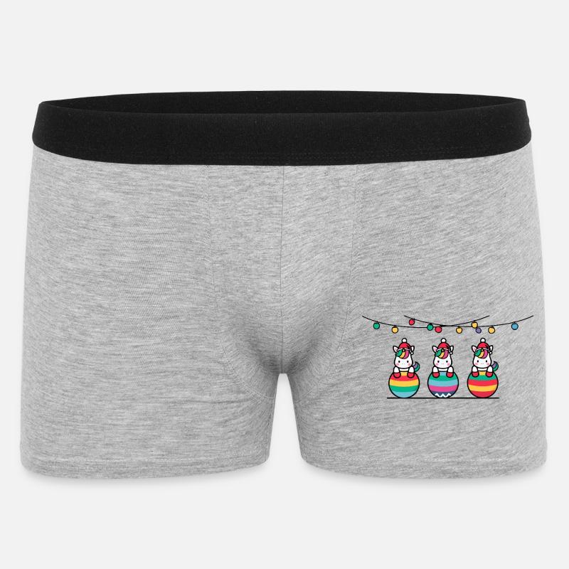 3 Einhörner Weihnachtskugeln Freunde - Männer Boxer Shorts - Grau meliert