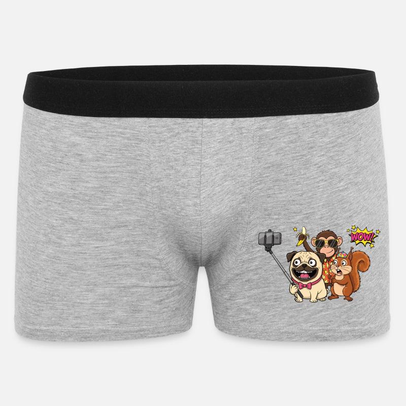 Équipe de selfies d’animaux avec banane - Boxer Homme - gris chiné
