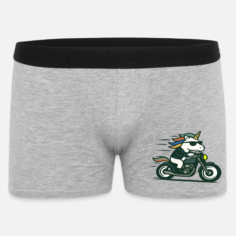 Fast Biker einhornfahrende Motorrad-Maskottchen-Kunst - Männer Boxer Shorts - Grau meliert