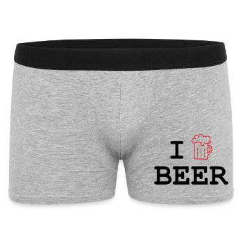 Ich mag Bier / Alkohol - Männer Boxer Shorts - Grau meliert - Vorne