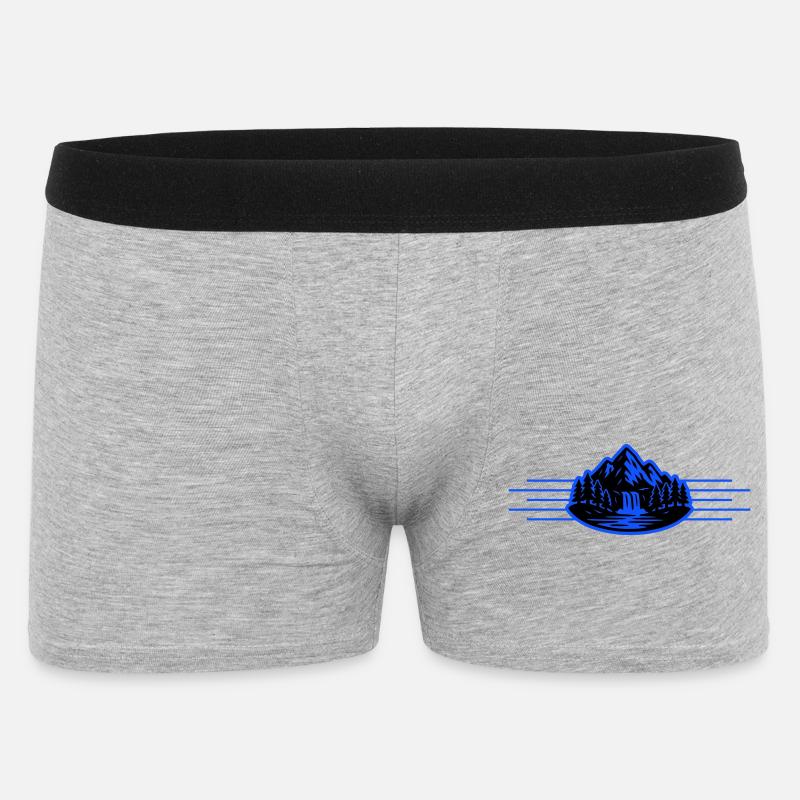 Berge Landschaft Wald Wasserfall - Männer Boxer Shorts - Grau meliert