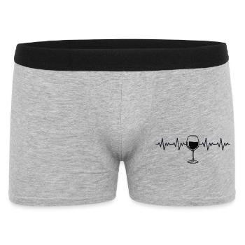 Wine glass, wine drinker, wine, red wine, ECG, heartbeat - Men's Boxer Shorts - heather grey - Front
