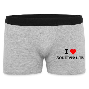 I love Södertälje - Ich liebe Södertälje  - Männer Boxer Shorts - Grau meliert - Vorne