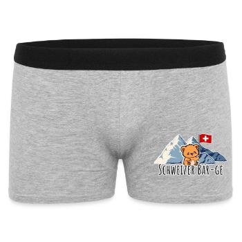 Zuckriger Schweizer Bär mit Schweizer Flagge, süß! - Männer Boxer Shorts - Grau meliert - Vorne