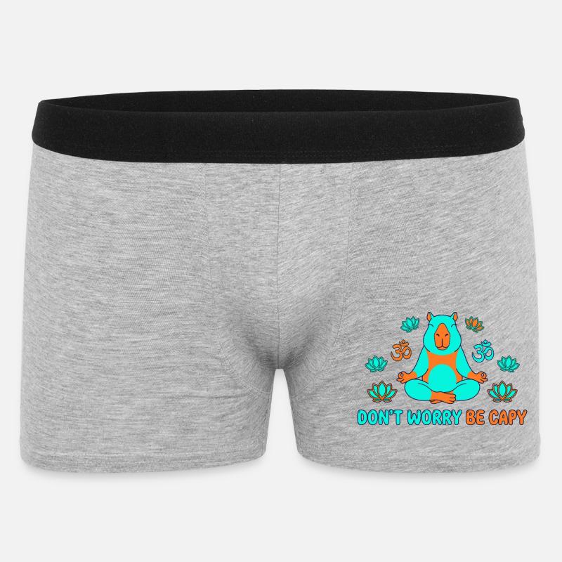Don't Worry Be Capy Yoga - Männer Boxer Shorts - Grau meliert