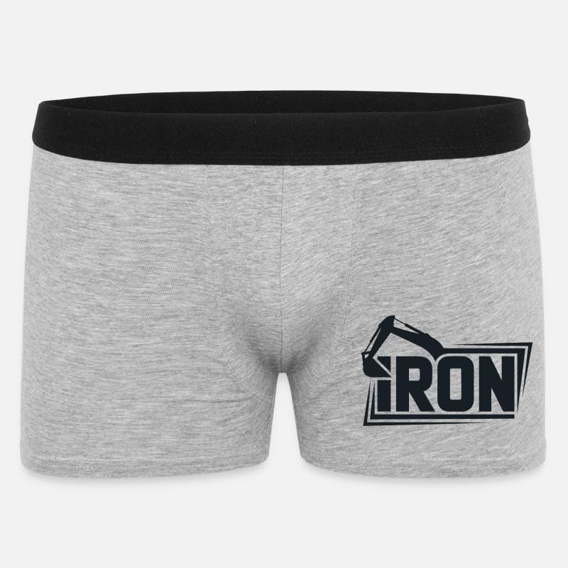 Iron Crane Bold Logo Tee - Männer Boxer Shorts - Grau meliert