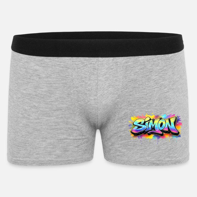 Graffiti SIMON Name Geschenk Ideal druckbar - Männer Boxer Shorts - Grau meliert