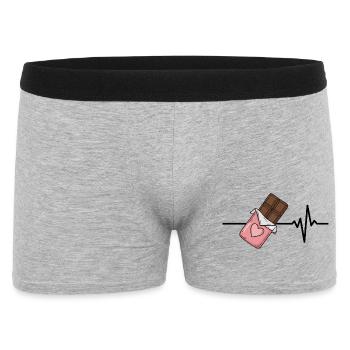 Le chocolat est ma vie, battement de cœur, amour chocolaté - Boxer Homme - gris chiné - Devant