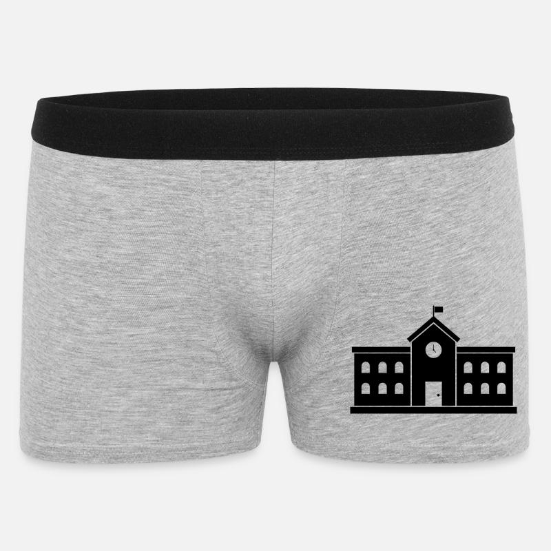 Budynek szkoły - Bokserki męskie - szary melanż