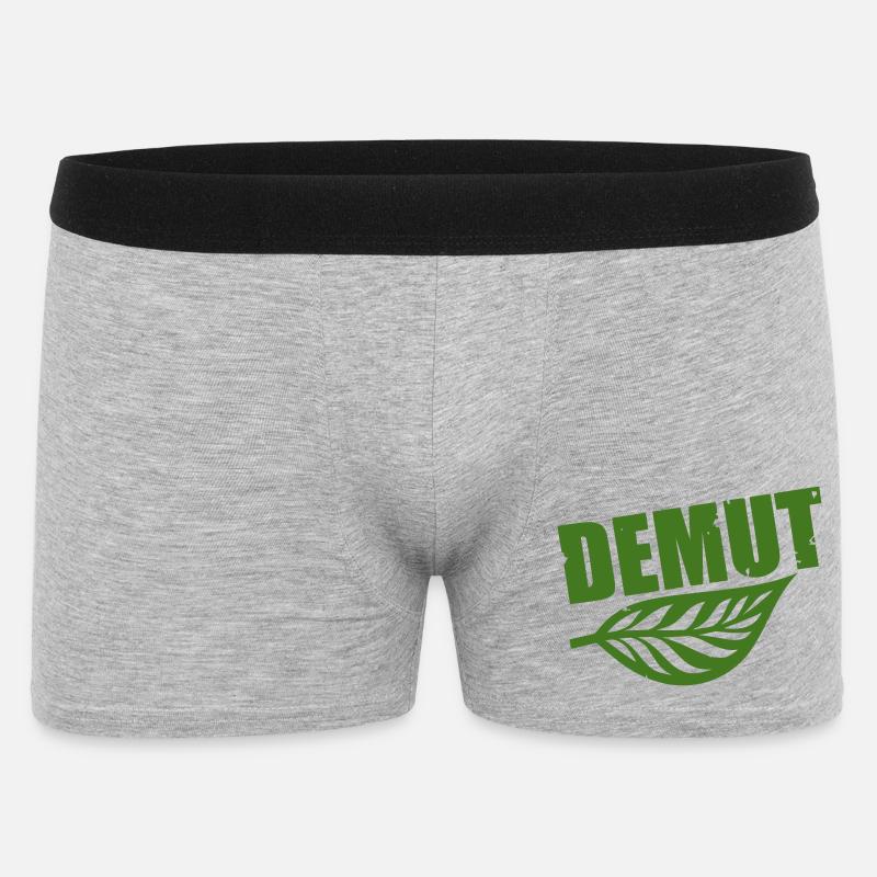Demut mit Blatt grüne Typografie - Männer Boxer Shorts - Grau meliert