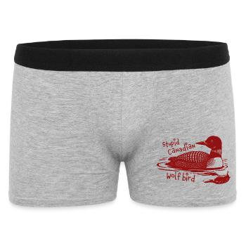 Stupid Canadian Wolf Bird Funny Loon Humor - Men's Boxer Shorts - heather grey - Front