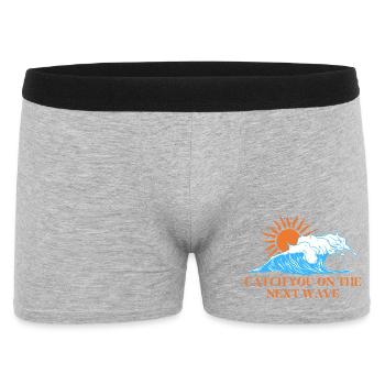 Fang die nächste Welle - Männer Boxer Shorts - Grau meliert - Vorne