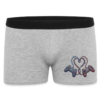Gamer-Liebe im bestickten Look (gedruckt) - Männer Boxer Shorts - Grau meliert - Vorne
