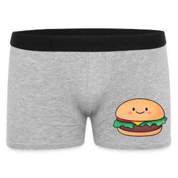 Kawaii Burger Smiling Motif - Boxer Homme - gris chiné - Devant
