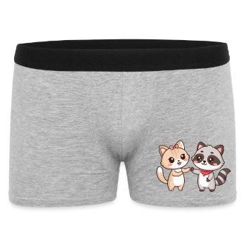 Amitié Kawaii: Chat et Raton-Laveur - Boxer Homme - gris chiné - Devant