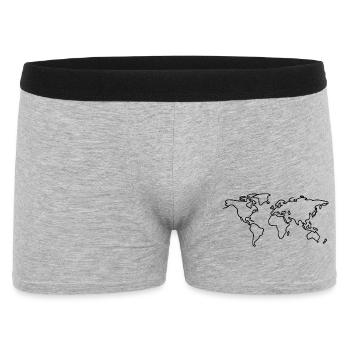World Map Line Art - Men's Boxer Shorts - heather grey - Front