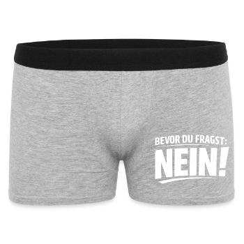 Bevor Du Fragst Nein Typo Shirt - Männer Boxer Shorts - Grau meliert - Vorne
