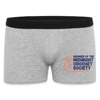 Mitglied der Midnight Crochet Society Nur noch einer - Männer Boxer Shorts - Grau meliert - Vorne