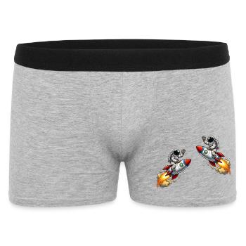 Astronauten Raketenabenteuer - Männer Boxer Shorts - Grau meliert - Vorne
