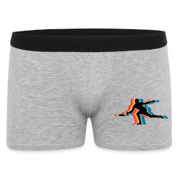 Frisbee Player Retro Silhouette Vintage Flying Dis - Männer Boxer Shorts - Grau meliert - Vorne